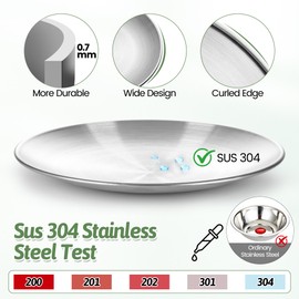 WROSWT 304 Stainless Steel Cat Bowls, 6.7 Inch Extra Wide Shallow Cat Plates for Whisker Fatigue Relief, Metal Kitten Feeding Dishes for Wet Food Canned Raw Diet, Dishwasher Safe Cat Saucer, 2 Pack