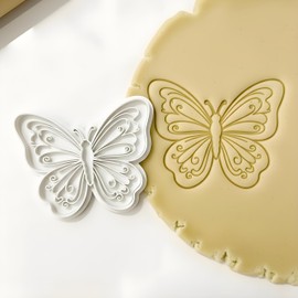 Flower Cookie Cutters Butterfly with Plunger Stamps Handle Detailed 3.5" PLA Cutters for Baking Fondant Cutters Pastry Biscuit Baking Clay DIY Molds