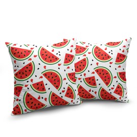 Cryfox Watermelon Throw Pillow Covers 18 x 18 Inch Set of 2 Summer Green Fruit Pillow Covers Seasonal Farmhouse Pillow Cases Watermelon Cushion Cover for Home Bedroom Sofa Couch Car Decorations