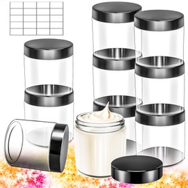 MotBach 10 Pack 8oz Plastic Jars with Lids, 240ml Round Clear Cosmetic Containers Makeup Jars,Travel Size Containers Jars for Lotion Cream Eyeshadow Sample Ointment Salve Balm Powder Travel Storage
