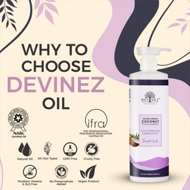 Devinez Extra Virgin Coconut Oil, 250ml with Pump, (NABL & IFRA Certified) - 100% Pure, Natural, Undiluted, Therapeutic Grade Coldpressed Oil For Hair & Skin Care
