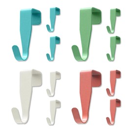 12 door hooks, carbon steel back hanging hooks, suitable for doors and cabinets, stable suspension, no drilling, suitable for doors with a thickness of 2cm or less，white, red, blue, and green