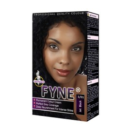 FYNE Jet Black Permanent Hair Dye for Women - Home Hair Colour Cream with Built-in Conditioner - Gentle, Long-Lasting, Easy to Use, Suitable for All Hair Types - Achieve Salon-Quality Results at Home