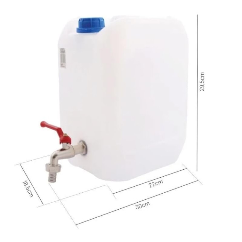 Water Storage Container, 10L Capacity, Metal Tap, 29.5 x 22
