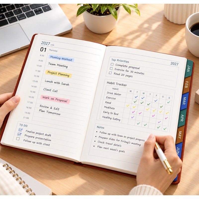 2027 Daily Planner for Time Management – 400-Page A5 Ring