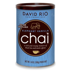 Elephant Vanilla Chai Tea Latte Mix, 14 Oz, Black Tea, Organic Spices, Dairy Free, Serve Hot or Cold, Just Add Water or Milk, 14 Servings