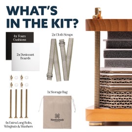 Deluxe Flower Press Expansion & Accessory Kit - Extra Long Bolts, Silicone Washers, Travel Straps, Foam Pads, Dessicant Boards, & Storage Bag - Professional Flower Pressing Accessories Set