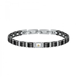 Morellato Men's Bracelet Gold Collection Steel 750 Gold Crystals Ceramic SATM15, Gold 750