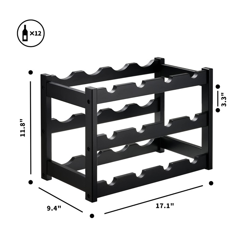 VASMIA Bamboo Wine Rack, Sturdy and Durable Wine Storage Cabinet