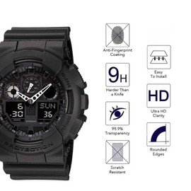 Youniker 3 Pack Compatible for GA100 Screen Protector Tempered Glass for GA-100 Watch Screen Protector Foils Glass Anti-Scratch Anti-Fingerprint Bubble Free