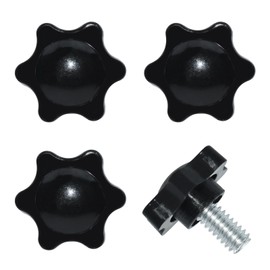 Aifeier ET 4 Pieces Star Hand Knob, 1/4"-20 x 0.47“ Threaded Post Black Plastic Hex Shaped Clamping Knob Handle