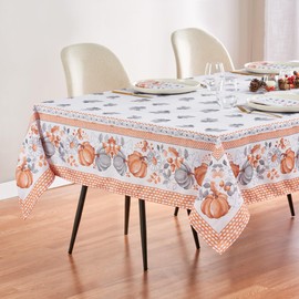 Kadut Thanksgiving Tablecloth Pumpkin Border, Harvest,Autumn, Fall Tablecloth (60x84 inch) for 5 Foot Rectangle Tables Heavy Duty Fabric Stain Proof Table Cloth for Holiday,Parties Table Cover