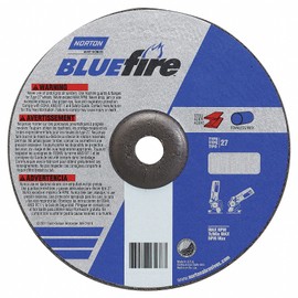 Norton 5" Type 27 Zirconia Alumina Depressed Center Wheels, 7/8" Arbor, 1/8"-Thick, 12,225 Max. RPM