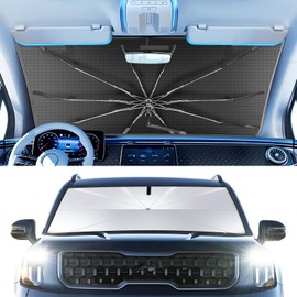 Portable Windshield Sunshade Umbrella Custom Fit for Kia Telluride 2020-2025, 2 in1 Ice Crystal Durable Compact Shade Umbrella UPF50+ UV Front Window Heat Insulation Protection Outdoor Camping