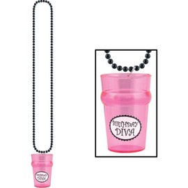 Birthday Diva Shot Glass Bead Necklace
