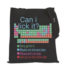 POFULL Periodic Table of Elements Gift Chemist Handbag Chemistry Laboratory Gift Chemistry Lover Gift Can I lick it Tote Bag (Can i lick it CA)