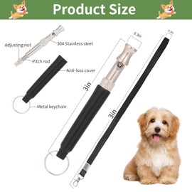 Dog Whistle 2 Pack with Adjustable Frequency, Ultrasonic Silent Dog Whistle to Stop Barking Neighbors Dog, Recall Train Dogs with Long-Range, with Lanyard (Black and White)