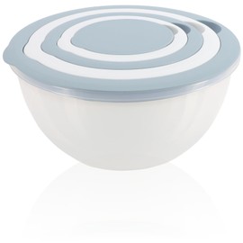 com-four® 5-Piece Mixing Bowl Set with Lids - Salad Bowls in 5 Sizes - Baking Bowls 0.4/0.8/1.5/2.5/4.4 Litres - Dishwasher Safe Bowls - Serving Bowls (Lid - Pastel Blue)
