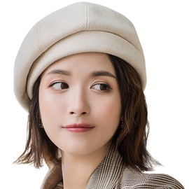 WANYIG Winter Beret Cap Women's Korean Style Women Beret Hat Dress Hat Winter Hat Comfortable and Warm for Spring/Autumn/Winter, White