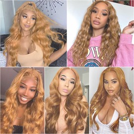 32 inch AuokMar Honey Blonde Bundles 27 Body Wave Bundles Huma Hair Double Weft Soft Real 27 Blonde1 Bundle Human Hair Extensions 100g