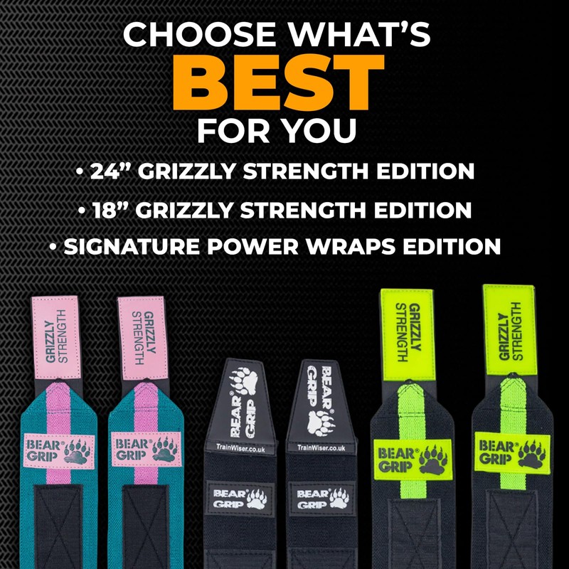 BEAR GRIP - Premium Heavy Duty Weight Lifting Wrist Wraps,