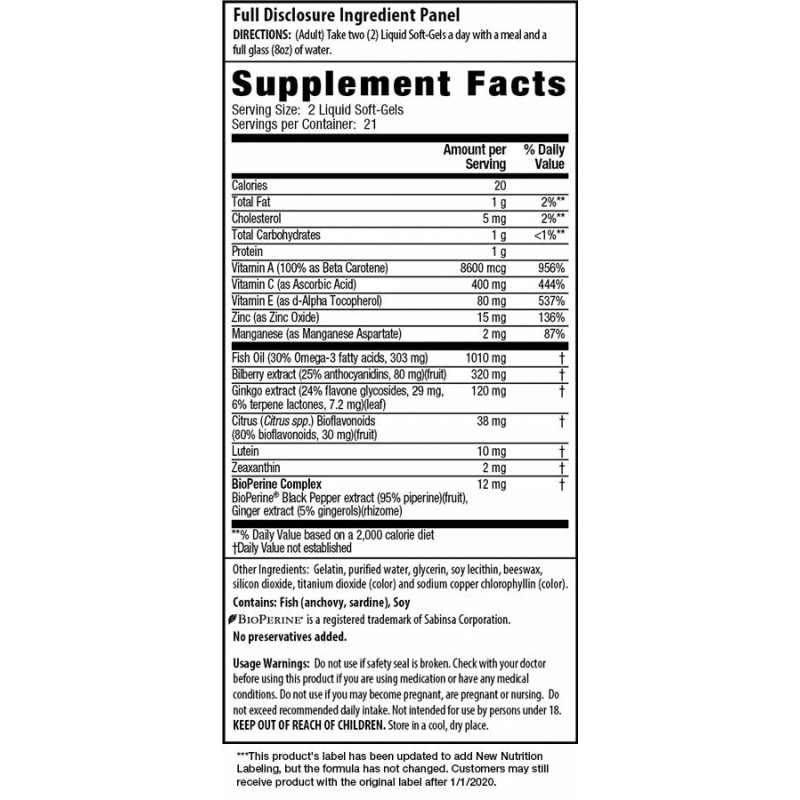 Irwin Naturals Vision Sharp Multi-Nutrient Eye Health Supplement with Pill