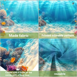 Grtuspr Under The Sea Garage Door Decorations for Kids - Teal Blue Ocean World Garage Door Covers Decorative Banner Large Marine Creatures and Sunlit Underwater Scene Garage Door Banners
