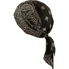 fashionchimp® Zandana Bandana Head Scarf Biker Scarf Printed with Pattern 100% Cotton, Black/White Paisley, Einheitsgröße
