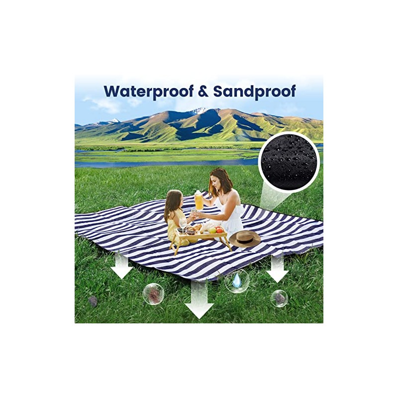 Manta de picnic extragrande de 203 x 203 cm, impermeable,