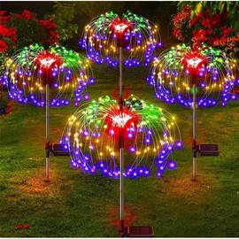 Solar DIY Fireworks Atmosphere Light, It Is a Scene During the Day and a Gradient Light at Night, It Can Automatically Switch Between Day and Night Modes, Suitable for Gardens, Terraces, Lawns, Christmas Party Decorations:_multicolor_200LED
