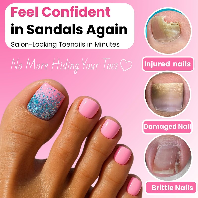 GlimightyX Polygel Toenail Kit, Clear White Pink with Toe Dual