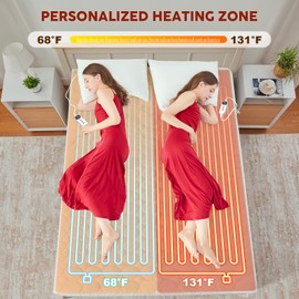 MASVIS Heated Mattress Pad King Size with Dual Control - Electric Mattress Pads with 9 Heating Settings Controller & Auto Off 2/4/6/10 Hrs, Deep Pocket Bed Warmer for Bedroom, ETL Certified,White