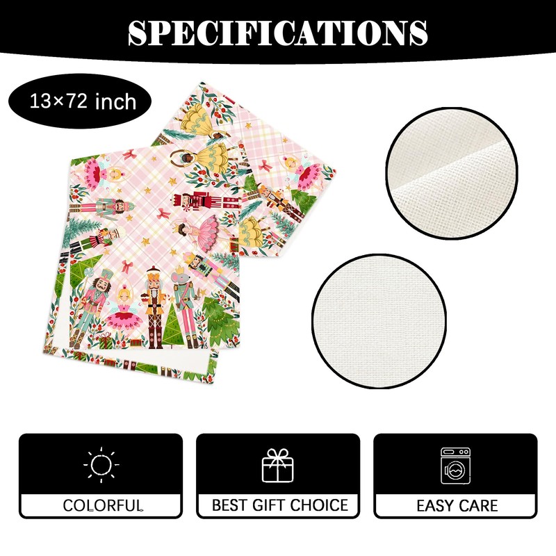 Pink Nutcracker Christmas Table Runner Pink Nutcracker Table Cover New