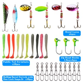 Fishing Lures Kit 29pcs Assorted Artificial Fishing Baits Set Including Hard Baits Soft Lures Jig Heads Swivel With Snaps Freshwater Saltwater Fishing Accessories
