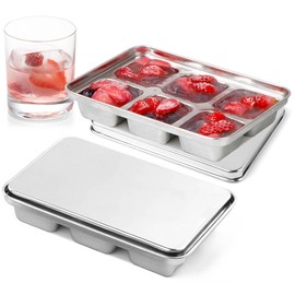 Stainless Steel Ice Cube Trays, 2 Pack with 12 Ice Cube Slots