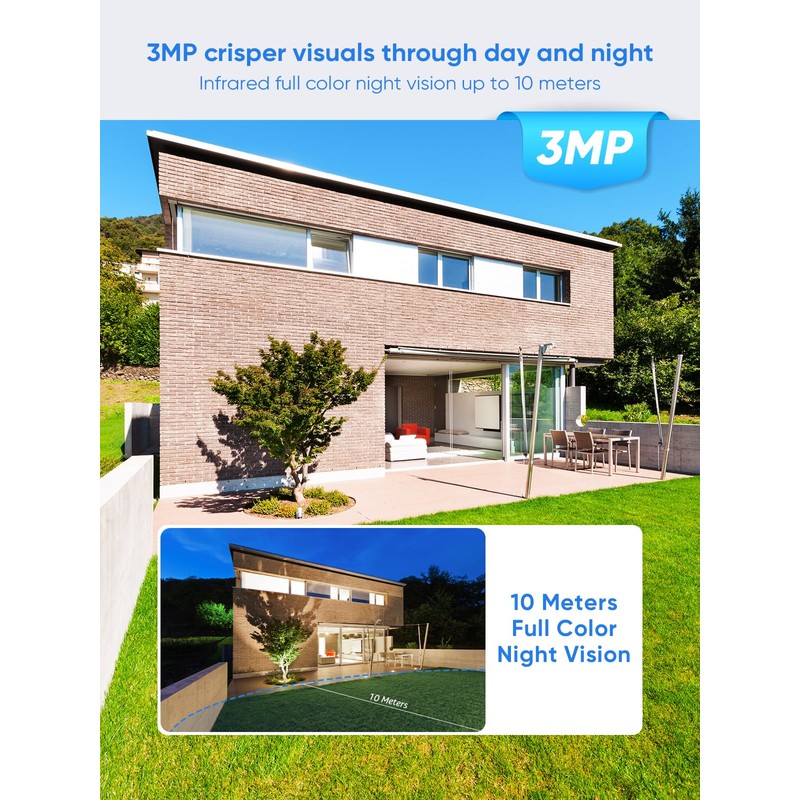 SANNCE PT Camera 2K, Wireless Security Cam 3MP, 350° Horizontal