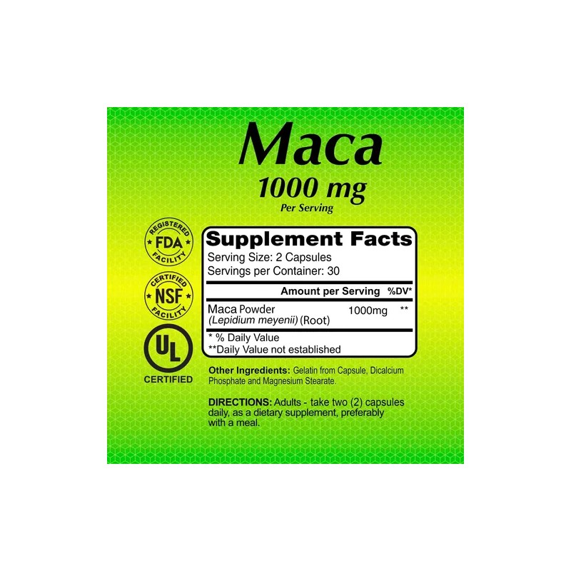 Alfa Vitamins Maca 1000 Mg Raíz Peruana Suplemento Energía