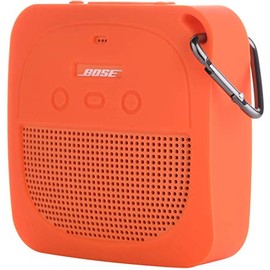 TXEsign Silicone Case for Bose SoundLink Micro Bluetooth Speaker, Soft Travel Carrying Case Protective Cover with Metal Hook for Bose SoundLink Micro Case (Orange)