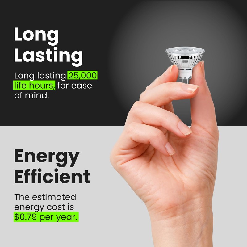 Feit Electric 6W LED Bulbs with 50W Equivalent, Dimmable, MR16