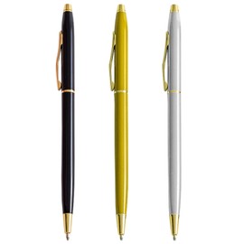 3 Metal Ballpoint Pens, Suitable for Adult Writing, Suitable for Men and Women's Fountain Pens, Business Metal Ballpoint Pens, Teacher Pens, Christmas Ballpoint Pen Gifts. (Black, Silver, Gold)