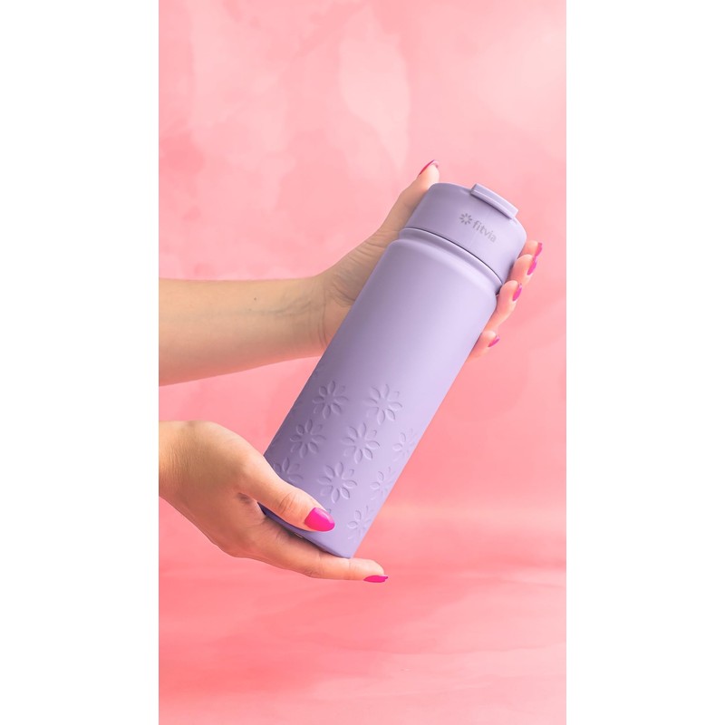 fitvia Thermos Flask "Purple" 500 ml Stainless Steel, Integrated Tea