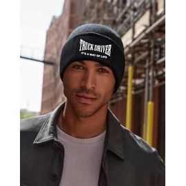 Print4U Keep Calm I'm A Truck Driver Beanie Hat Birthday Gift for Men & Ladies Black