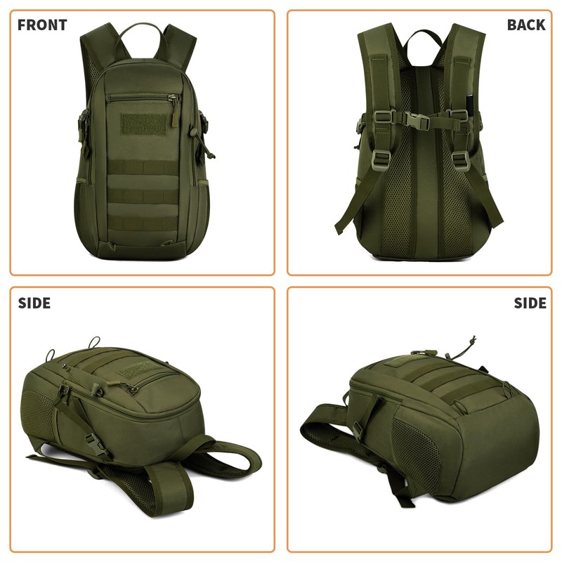 HUNTVP 12L Small Daypack Schoolbag Molle Backpack Student School Rucksack
