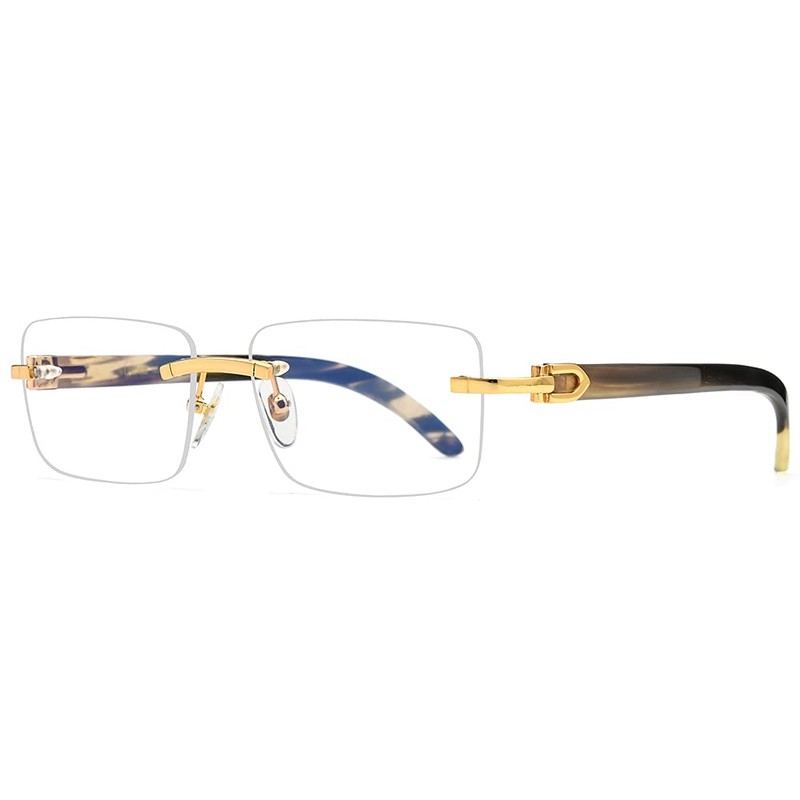 HEPIDEM 100% Really Buffalo Horn Handmade Glasses Square Rimless Luxury