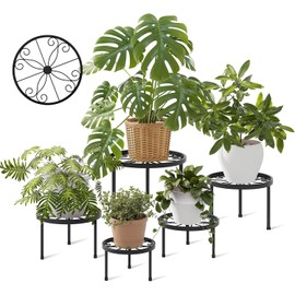 Base para Macetas de Metal 5 Piezas, Soporte para Plantas Escalonado