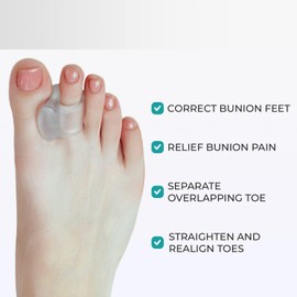 XTYAU Gel Toe Separators for Overlapping Toes, 4 PCS Bunion Big Toe Straighteners, Thumb Tail Finger Ring Nursing Pad Split Toe Corrector Fixator for Hallux Valgus, Correctior Hammer Toe Relieve Pain (white)