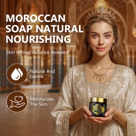 YDY Moroccan Black Soap with Argan & Eucalyptus Oils, 100% Natural Black Soap for Purifying, Cleansing, Exfoliating, Traditional Hammam Formula