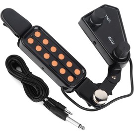 CYSFETENA Guitar Pickup 12 Sound Hole Acoustic Guitar Pickup with Volume and Sound Control for Ukulele, Magnetic Pickup Transducer with Metre Cable for Acoustic Electric Guitars