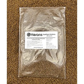 HERONS - Catfish Pellets, 2mm Premium Quality Fish Food, For all Catfish and Bottom-Feeders, Rich in Amino and Omega-3 Fatty Acids, Suitable for Everyday Feeding - 200 Grams
