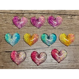 10pc Colorful Glitter Heart Shoe Charms for Crocs or Shoe Laces